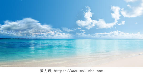 水波蓝色大海清爽风景海报沙滩